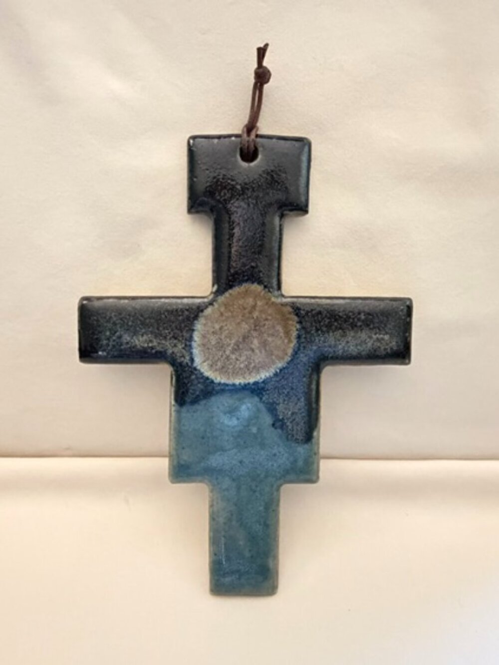 Vintage Art Pottery Franciscan Cross Wall Hanging